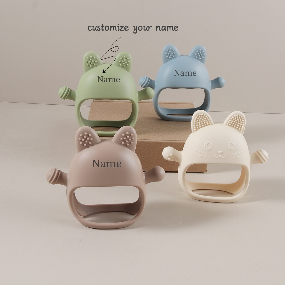 Teething Mitten Baby - Персонализированный детский прорезыватель с именем, силиконовая