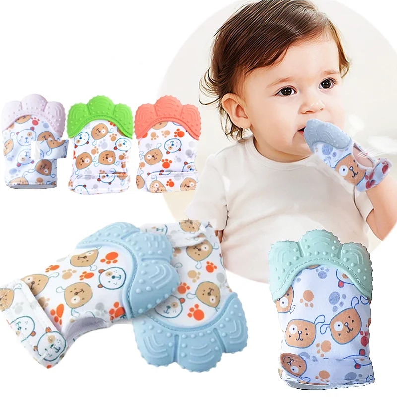 Teething Mitten Baby - Детские варежки-прорезыватели с мультяшным принтом, жевательные