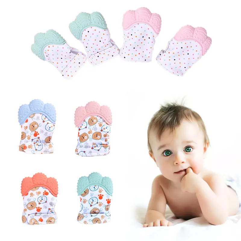 Teething Mitten Baby - Детские силиконовые перчатки против укусов, успокаивающие